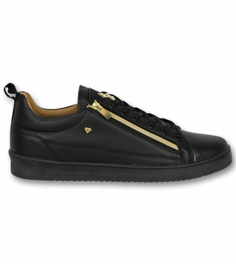 ZAPATOS DE HOMBRE  ZAPATILLAS BEE NEGRO DORADO   NEGRO