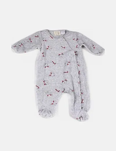 Zara Pelele terciopelo gris print navidad