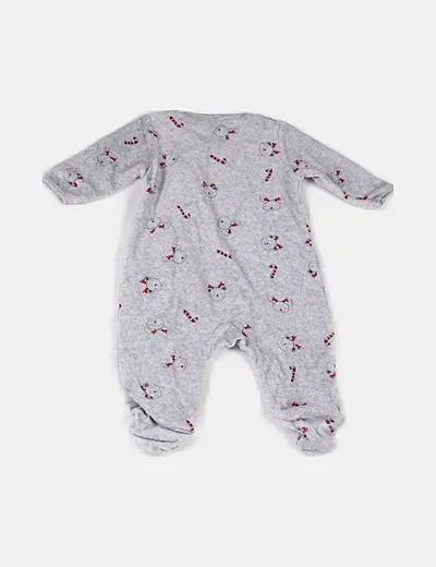 Zara Pelele terciopelo gris print navidad